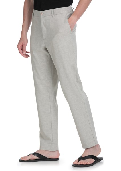 Gri Rahat Kesim Yandan Cepli Keten Jogger Pantolon modelleri