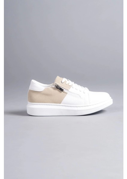 SLW155 Warrior Bağcıklı ve Fermuarlı Cilt Süet Erkek Günlük Sneaker Ayakkabı Csbt - Beyaz/krem fırsatları