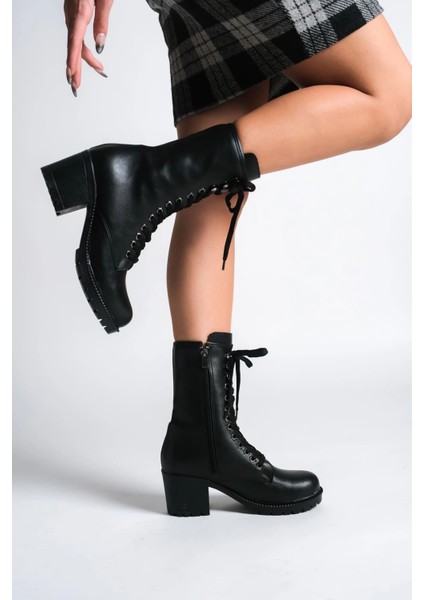 Alda Bağcıklı Ortopedik Taban Kadın Çizme St - Siyah modelleri