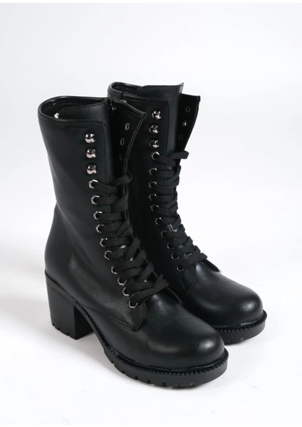 Alda Bağcıklı Ortopedik Taban Kadın Çizme St - Siyah fırsatları