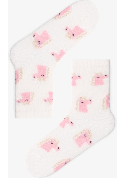 Çok Renkli Kız Çocuk Pink Rainbow Unicorn 4lü Soket Çorap indirimleri