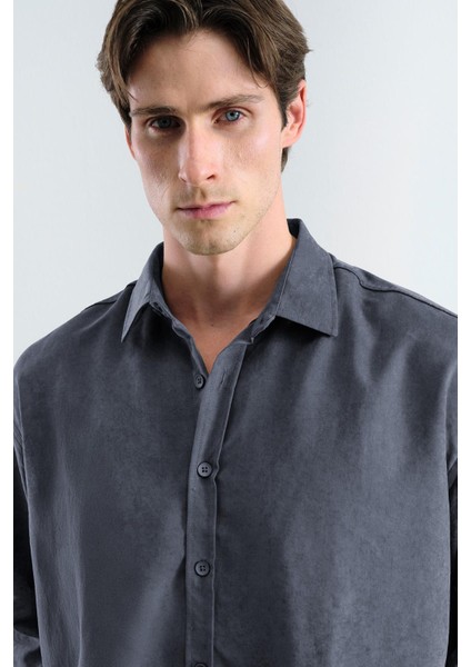 Efektli Modal Antrasit Gömlek