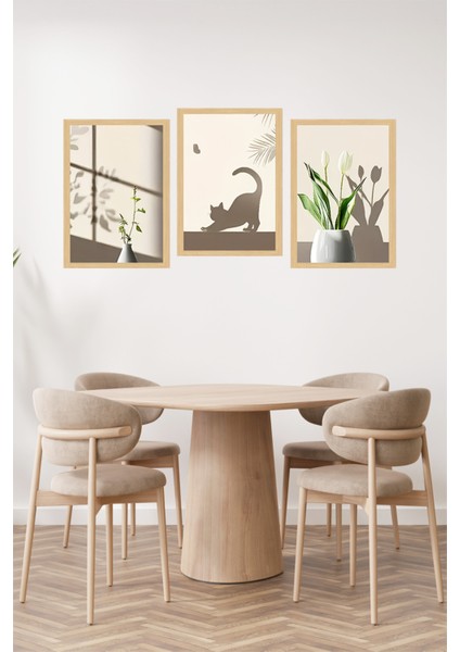 🌿 Bitki ve Gölge Temalı Çerçeve Görünümlü 3’lü Tablo Seti (13X17 - 21X30 - 30X40 Cm) 🌿 🌟 CRVS1096 13 x 17 fiyatları