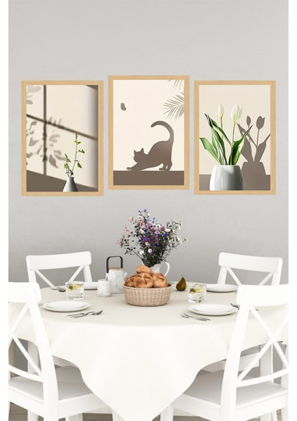 🌿 Bitki ve Gölge Temalı Çerçeve Görünümlü 3’lü Tablo Seti (13X17 - 21X30 - 30X40 Cm) 🌿 🌟 CRVS1096 13 x 17 indirimleri