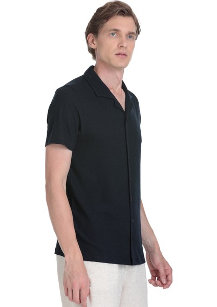 Lacivert Regular Fit Apaş Yaka Gömlek modelleri