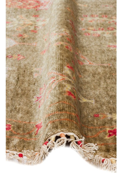 Zara ZR 08 Yeşil Autumn Q - Özel Tezgah - Kolay Temizlenebilir, Hav Bırakmayan Modern Uşak Halısı fiyatları