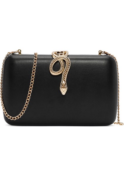 Kadın Siyah Aksesuar Detaylı Uzun Zincir Askılı Mini Abiye Portföy Çanta 25WBD295818