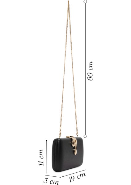 Kadın Siyah Aksesuar Detaylı Uzun Zincir Askılı Mini Abiye Portföy Çanta 25WBD295818 fiyatları