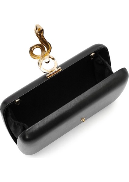 Kadın Siyah Aksesuar Detaylı Uzun Zincir Askılı Mini Abiye Portföy Çanta 25WBD295818