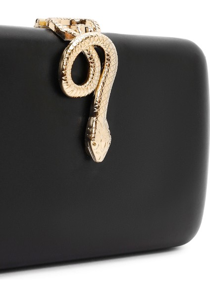 Kadın Siyah Aksesuar Detaylı Uzun Zincir Askılı Mini Abiye Portföy Çanta 25WBD295818