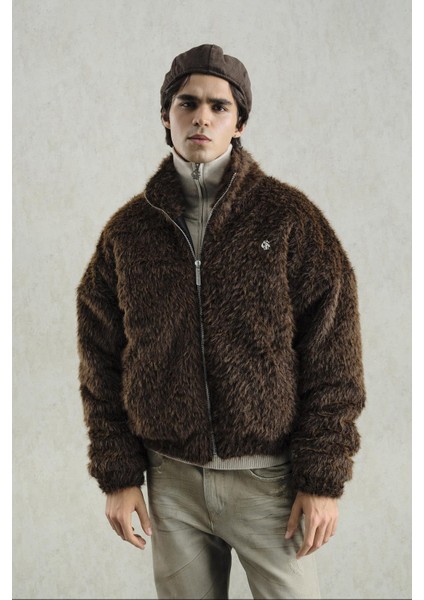 Fermuarlı Kahverengi Kürk Ceket modelleri