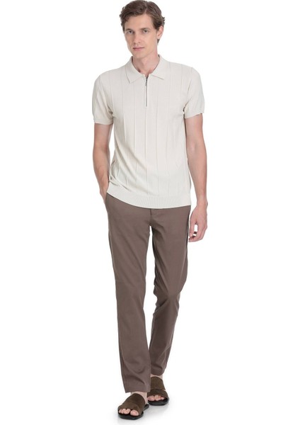 Ekru Regular Fit Polo Yaka Rayon Tişört fiyatları