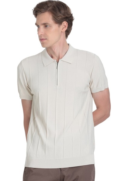 Ekru Regular Fit Polo Yaka Rayon Tişört modelleri