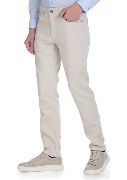 Ekru Slim Fit 5 Cep Pamuklu Kanvas Pantolon fiyatları