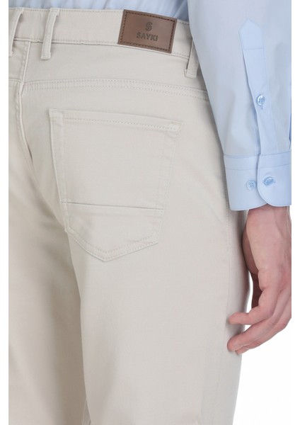Ekru Slim Fit 5 Cep Pamuklu Kanvas Pantolon fırsatları