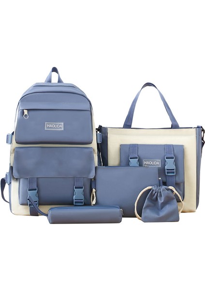 Dört Takım Sırt Çantası Büyük Kapasiteli Beş Takım Omuz Çantası Harajuku Rüzgarının Kore Versiyonu Öğrenci Okul Çantası Seti (Yurt Dışından)