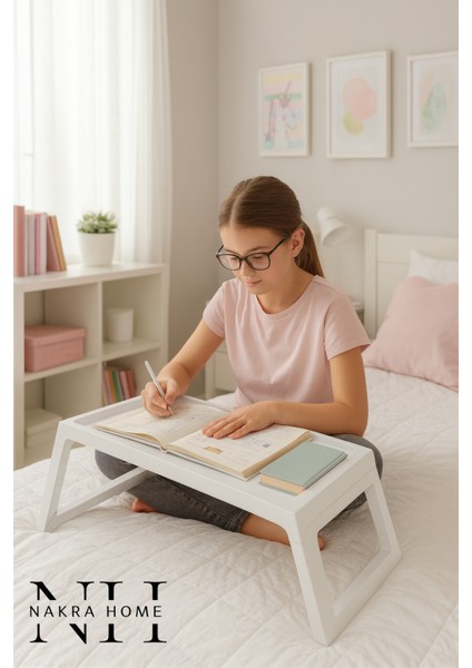 Katlanır Sehpa Tablet - Bilgisayar Sehpası Yatak Üstü Kahvaltı Sehpası , Oyun Masası “Beyaz” modelleri