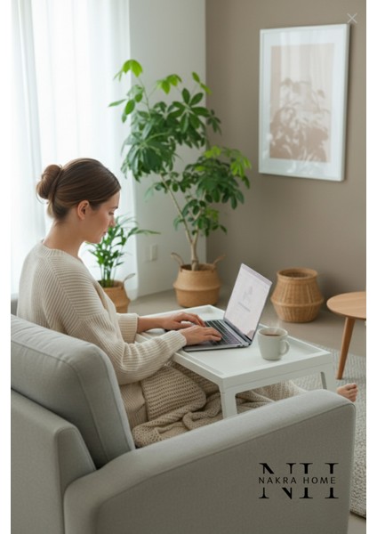 Katlanır Sehpa Tablet - Bilgisayar Sehpası Yatak Üstü Kahvaltı Sehpası , Oyun Masası “Beyaz”