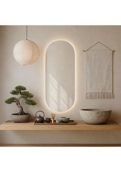 Zenora LED Ayna – Kavisli Minimal Duvar Aynası
