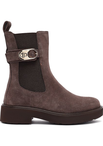 Kadın Vizon Kalın Tabanlı Süet Deri Chelsea Bot 25WFD202010