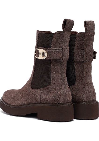 Kadın Vizon Kalın Tabanlı Süet Deri Chelsea Bot 25WFD202010