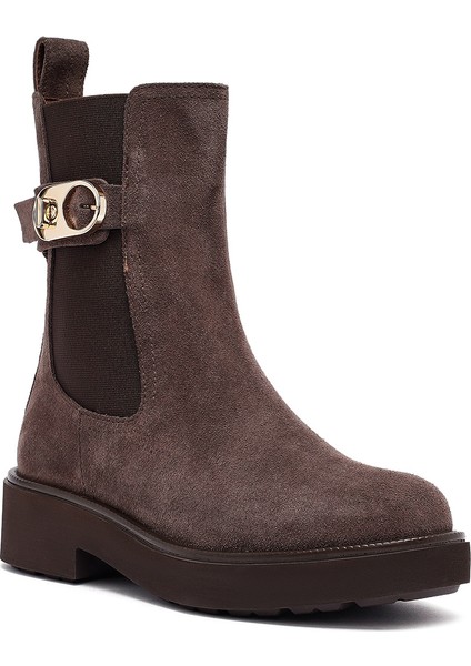 Kadın Vizon Kalın Tabanlı Süet Deri Chelsea Bot 25WFD202010