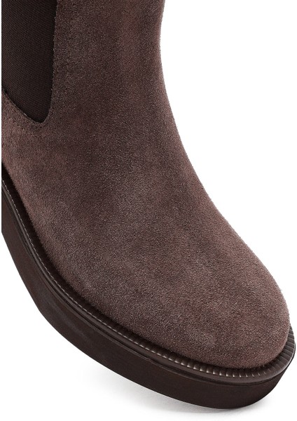 Kadın Vizon Kalın Tabanlı Süet Deri Chelsea Bot 25WFD202010