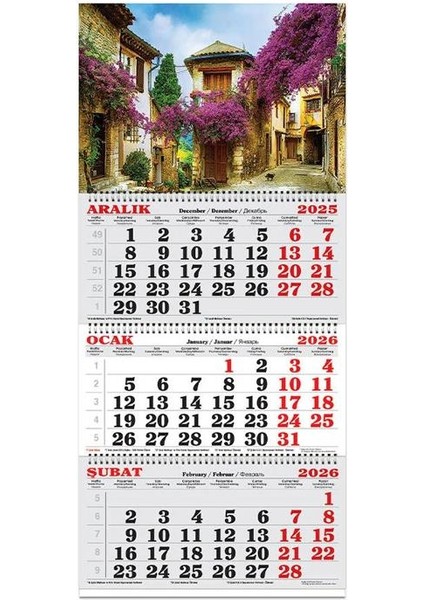 2026-3 Aylık Spiralli Jumbo Denizci Takvim-Bengonvil Sokağı
