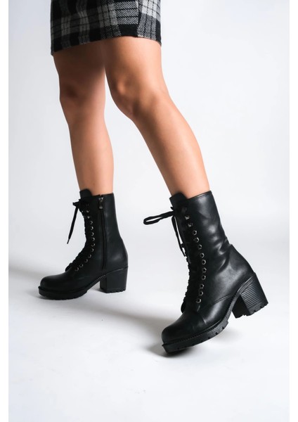 Alda Bağcıklı Ortopedik Taban Kadın Çizme St - Siyah fiyatları