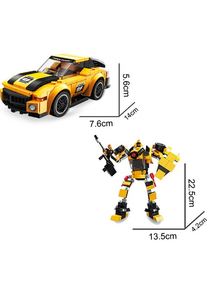 Çek Bırak Dönüşebilen 2in1 Blok Arabalar - Sarı 200 Parça fiyatları