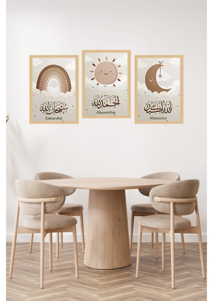 🌙 Gökkuşağı, Güneş ve Hilal Tasarımlı Çerçeve Görünümlü Tablo Seti 🌟 CRVS1093 13 x 17 fiyatları