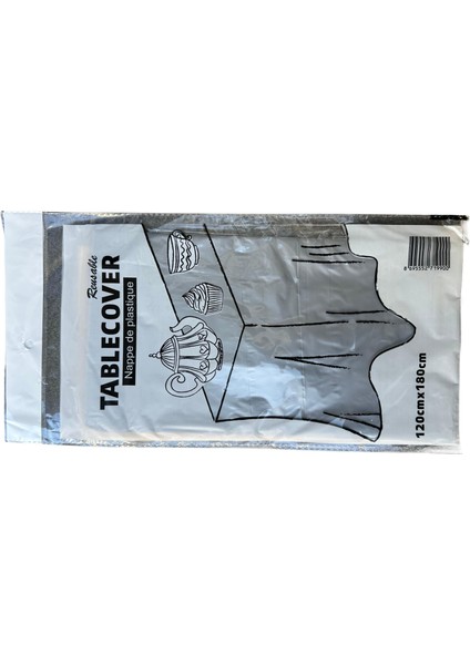 Plastik Naylon Su Geçirmez Parti Piknik Renkli Masa Örtüsü - 120X180 Cm. - Gümüş - 1 Adet