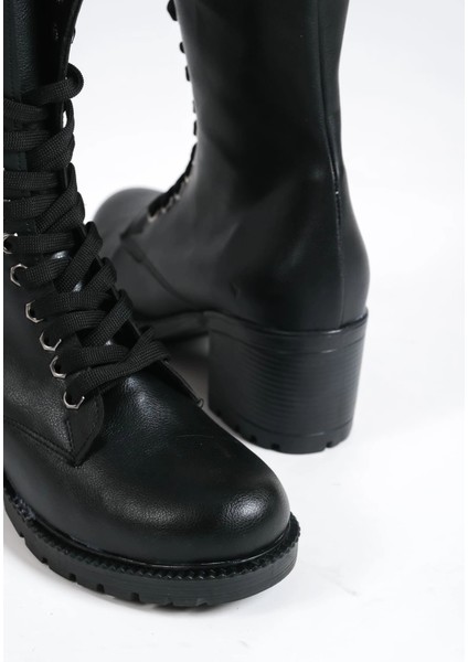 Alda Bağcıklı Ortopedik Taban Kadın Çizme St - Siyah indirimleri