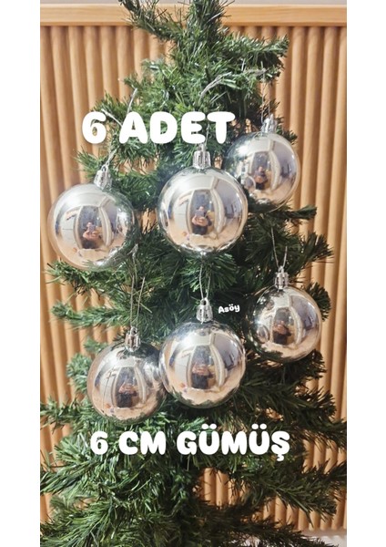Yılbaşı Ağacı Süsü 6 cm Cici Gümüş Küre Top Süs Parlak Süs Büyük Küre 6lı fiyatları