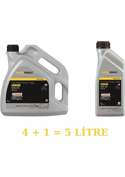 Motor Yağı Renault Uyumlu Castrol 5W30 ( 4+1 )5 Litre Rn 720 Üretici KODU:CAST-5W30