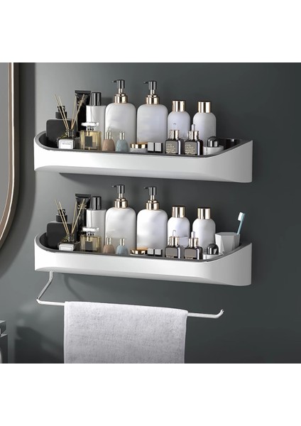 Santkuee Duvara Monte Banyo Rafı Matkap Olmadan Depolama Rafı Banyo Aksesuarları Için Mutfak Organizatör, B (Yurt Dışından) modelleri