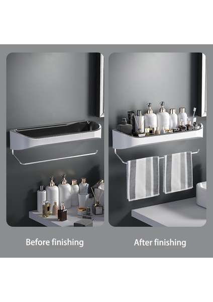 Santkuee Duvara Monte Banyo Rafı Matkap Olmadan Depolama Rafı Banyo Aksesuarları Için Mutfak Organizatör, B (Yurt Dışından) indirimleri