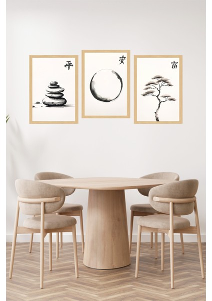 🖼️ Zen Temalı Çerçeve Görünümlü 3’lü Tablo Seti 🌟 CRVS1106 13 x 17 fiyatları