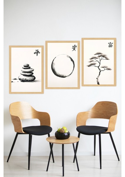 🖼️ Zen Temalı Çerçeve Görünümlü 3’lü Tablo Seti 🌟 CRVS1106 13 x 17 modelleri