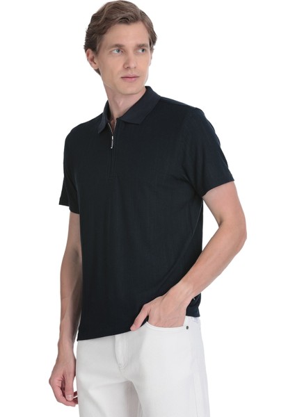 Lacivert Regular Fit Fermuarlı Polo Yaka Tişört modelleri