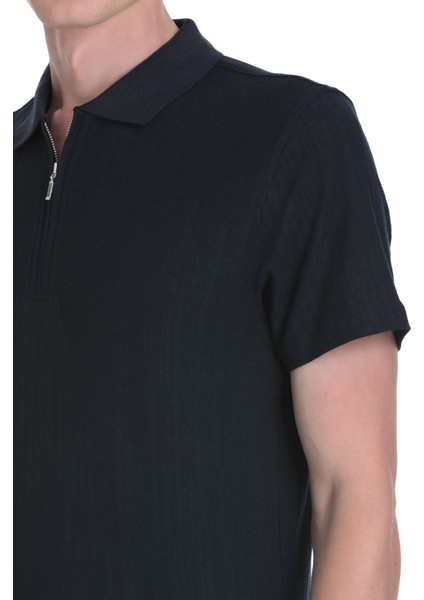Lacivert Regular Fit Fermuarlı Polo Yaka Tişört fırsatları