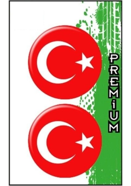 2'li Türk Bayrağı Yuvarlak Damla Sticker