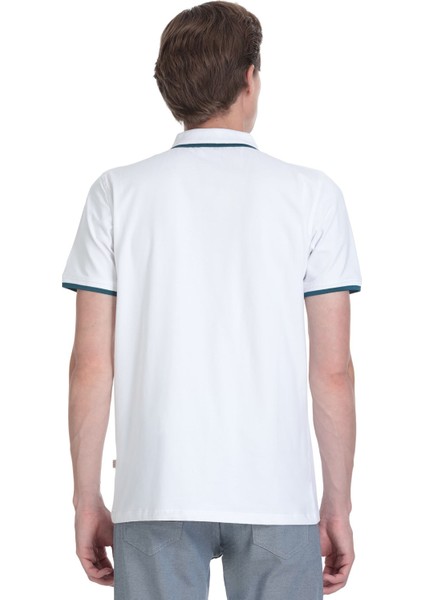Beyaz Regular Fit Polo Yaka Pamuklu Rayon Tişört indirimleri