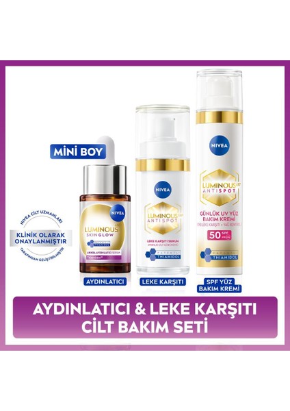 LUMINOUS630 Skin Glow Aydınlatıcı Serum 15ML, Leke Karşıtı Serum ve SPF50 Yüz Güneş Kremi 40ML