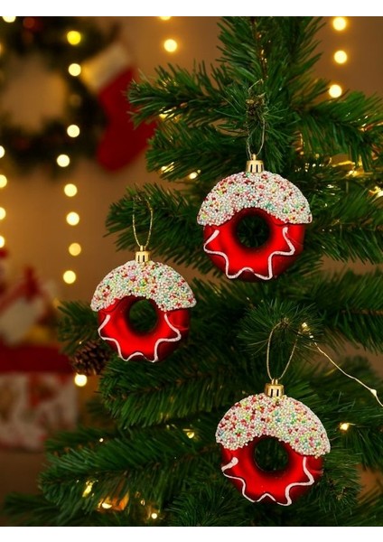 YILBAŞI SÜSÜ Pvc Kutu Içinde 6'lı Adet Donut Şeklinde Yılbaşı Ağaç Süsü-8cm Donut Yılbaşı Ağaç Süsü-6 Adet modelleri