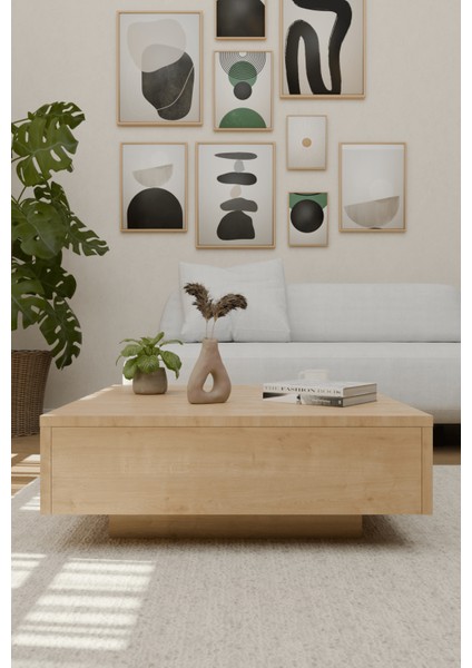 LED Işık Aydınlatmalı Uçan Kare Orta Sehpa Küp Sehpa Safir Meşe indirimleri