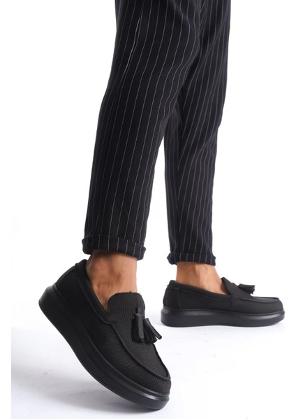 SLW154 Blaze Bağcıksız Püsküllü Keten Erkek Günlük Spor Klasik Ayakkabı Kst - Siyah fiyatları