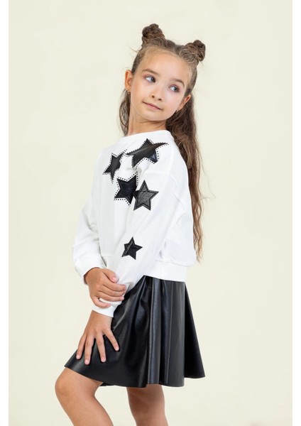 Kız Çocuk Deri Etekli Takım 4-9 Yaş Siyah fiyatları