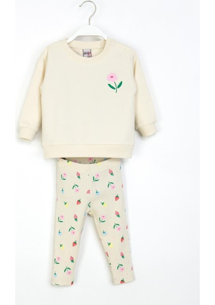 Kız Bebek Taytlı Takım 1-4 Yaş Krem