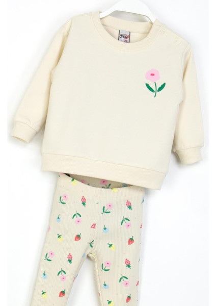 Kız Bebek Taytlı Takım 1-4 Yaş Krem modelleri